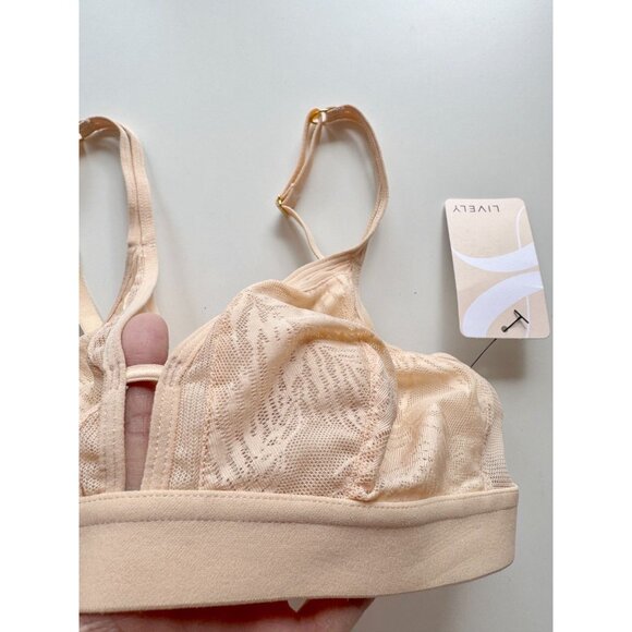 NWT LIVELY Toasted Almond Sheer Plunging Lace Triangle Bralette Bra, Size S - Picture 8 of 15